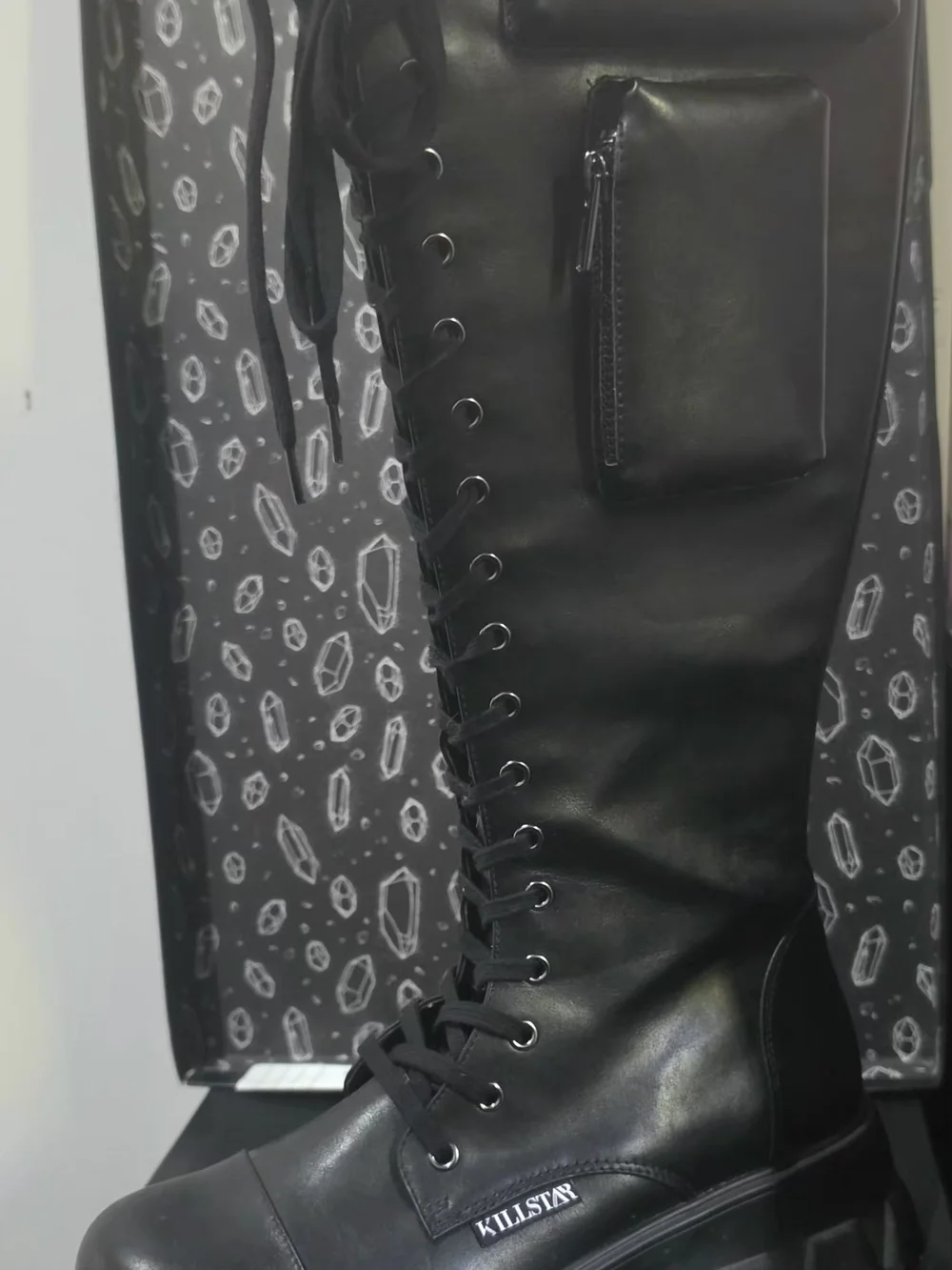 Killstar Black Lace-Up Platform Boots - Picture 2 of 3